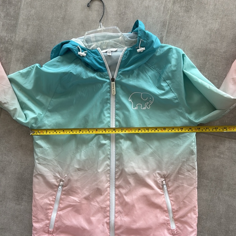 Ivory Ella Mint & Pink Ombré Gradient Hooded Windbreaker- Great Condition - S - Picture 8 of 8